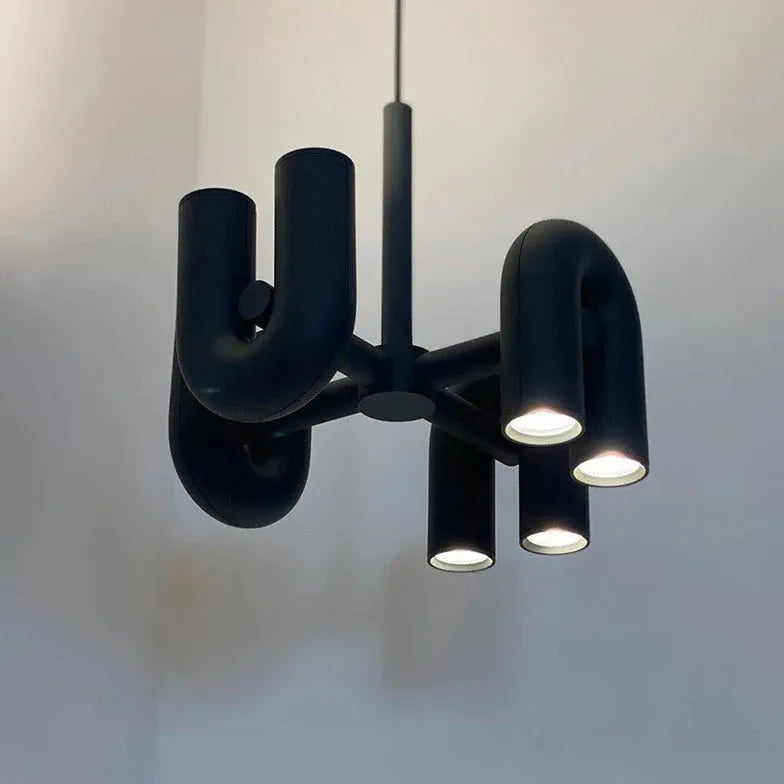 Multiple U-Shaped Black Tube Design Pendant Light