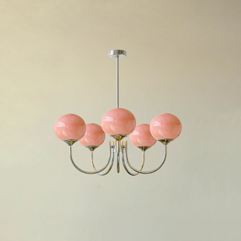 Bubble Pink Glass Ball Chandelier