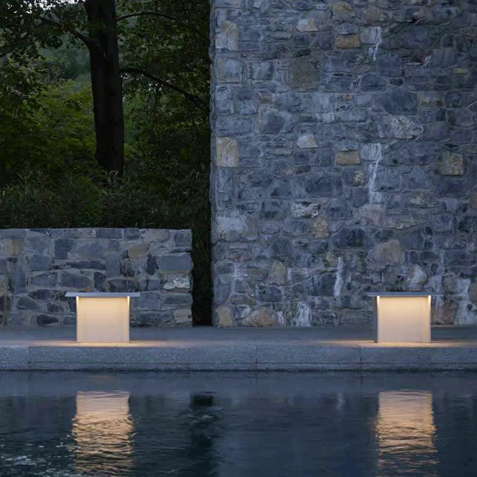 Flat Roof Black Garden Bollard Lights