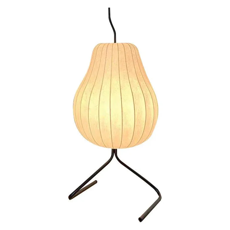 White Pear-Shaped Fine Striped Modern Table Lamp