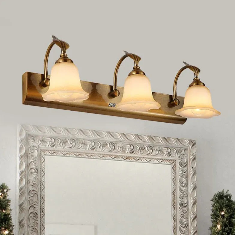 Gold Glass Flower Vintage Bathroom Wall Lights