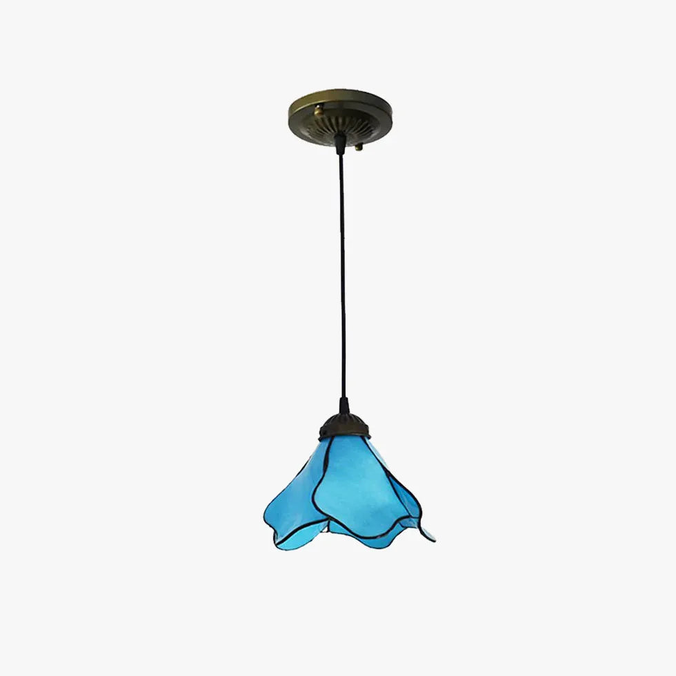 Multi-Head Blue Gradient Glass Petal Pendant Light