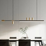 Linear Black Gold LED Kitchen Chandelier