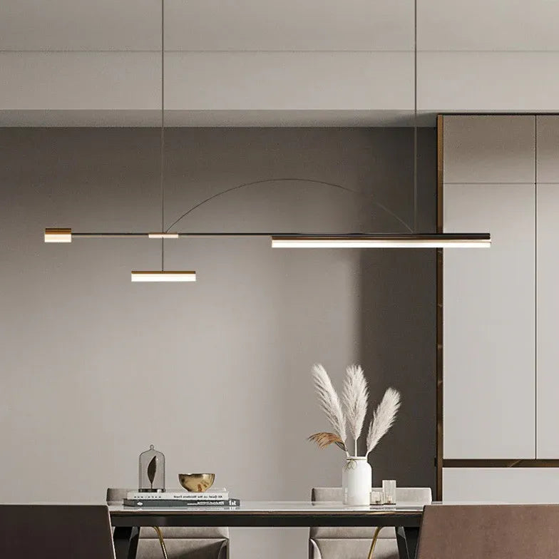 Linear Black Gold LED Kitchen Chandelier