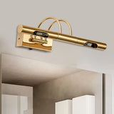 Gold Long Cylindrical Bathroom Mirror Lights