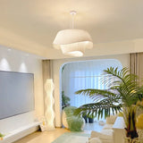 Fabric Irregular Curved White Pendant Light