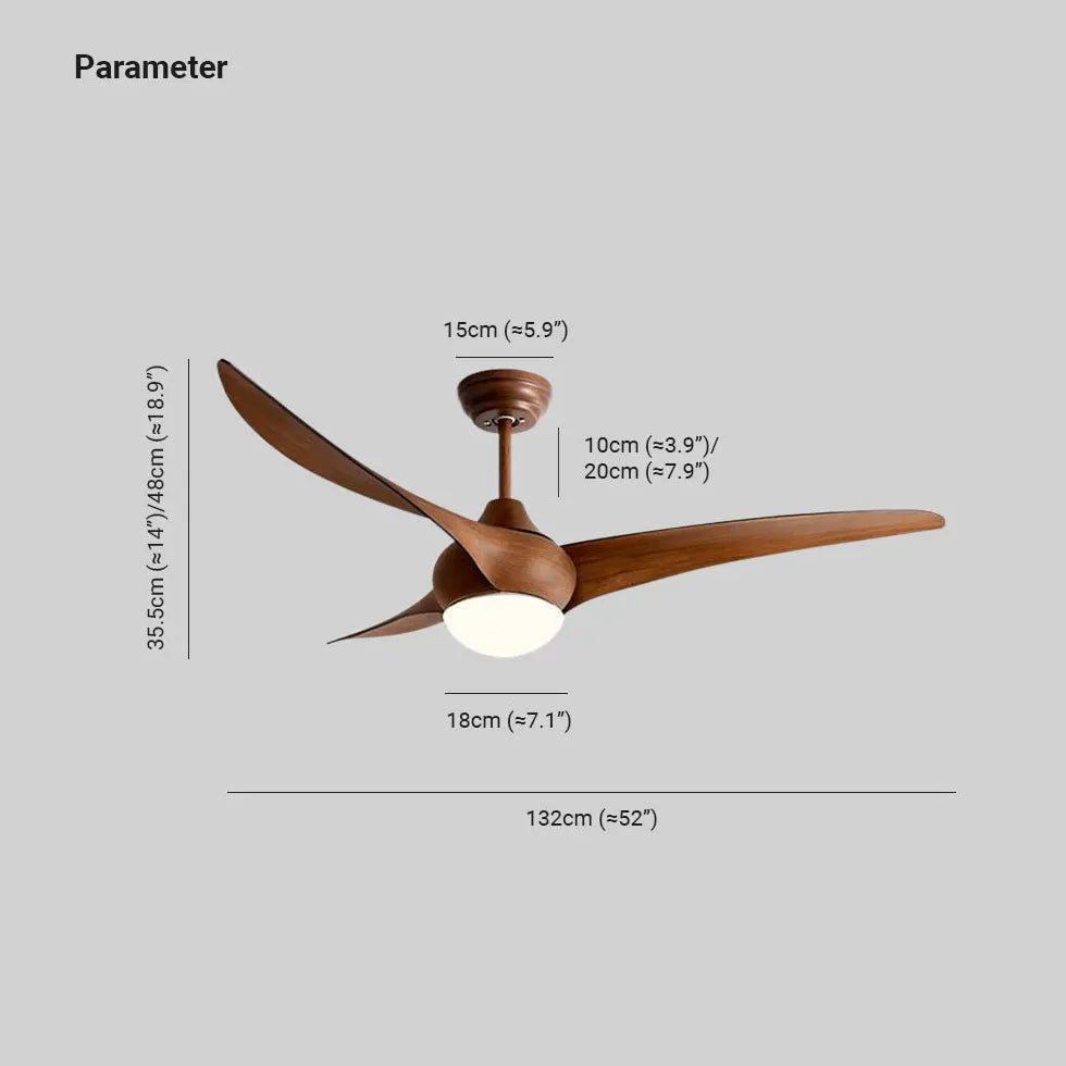 Brown Streamlined Ceiling Fan with Light