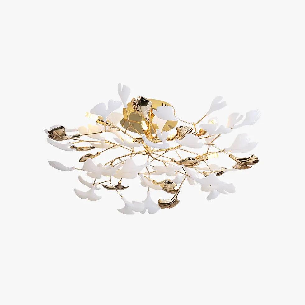 Ginkgo Leaf Gold Modern Flush Ceiling Lights - Clowas