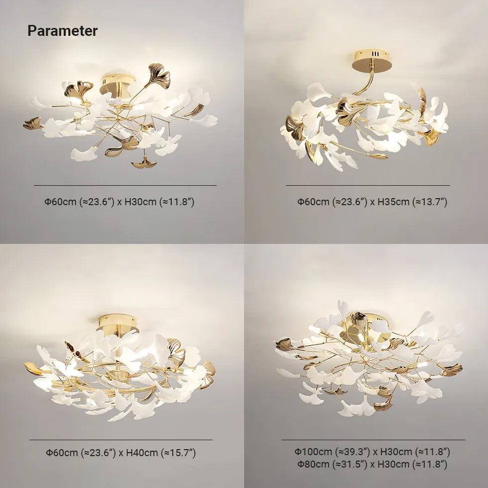 Ginkgo Leaf Gold Modern Flush Ceiling Lights - Clowas