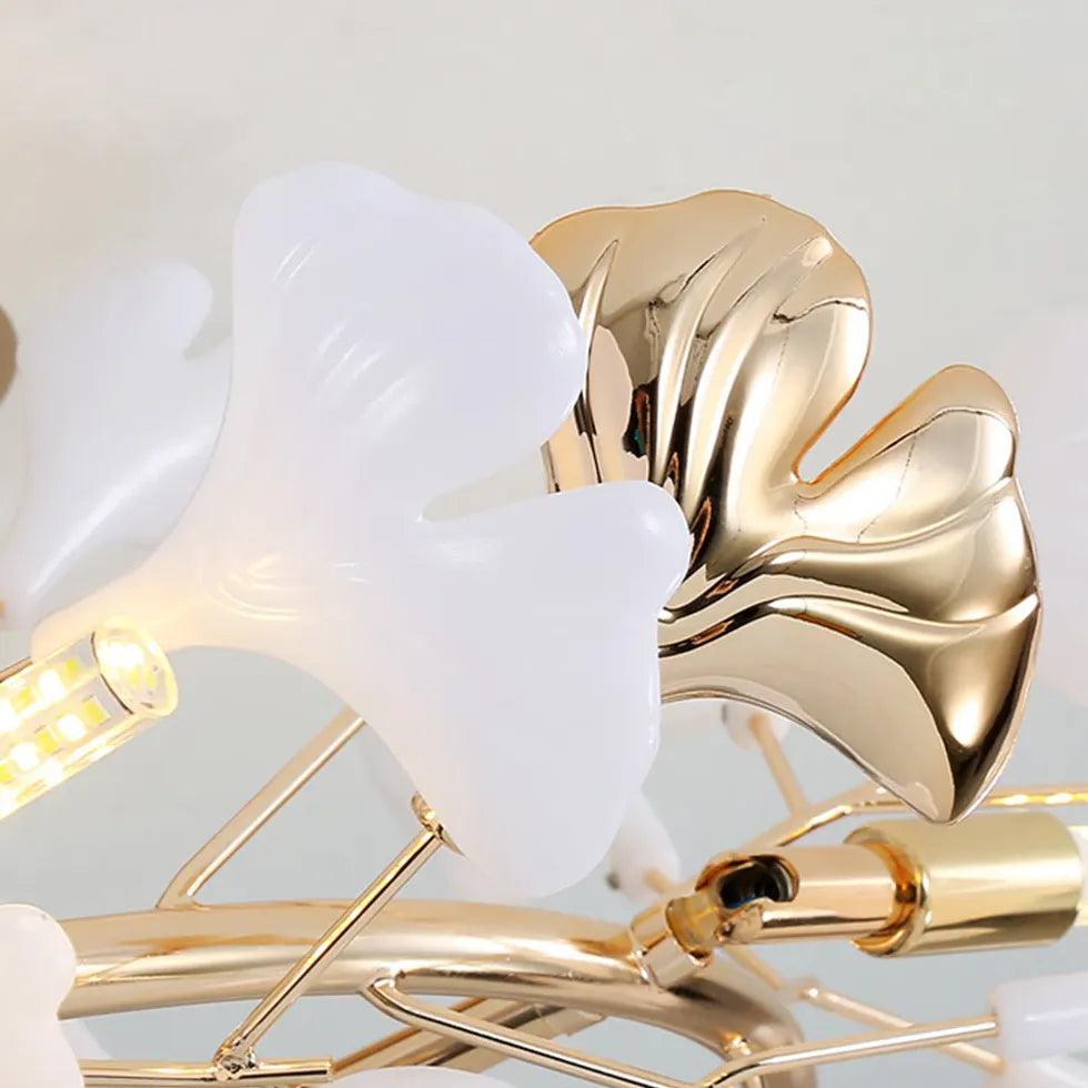Ginkgo Leaf Gold Modern Flush Ceiling Lights - Clowas