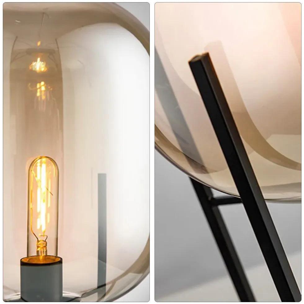Floor Lamp with Square Base Glass Globe Design