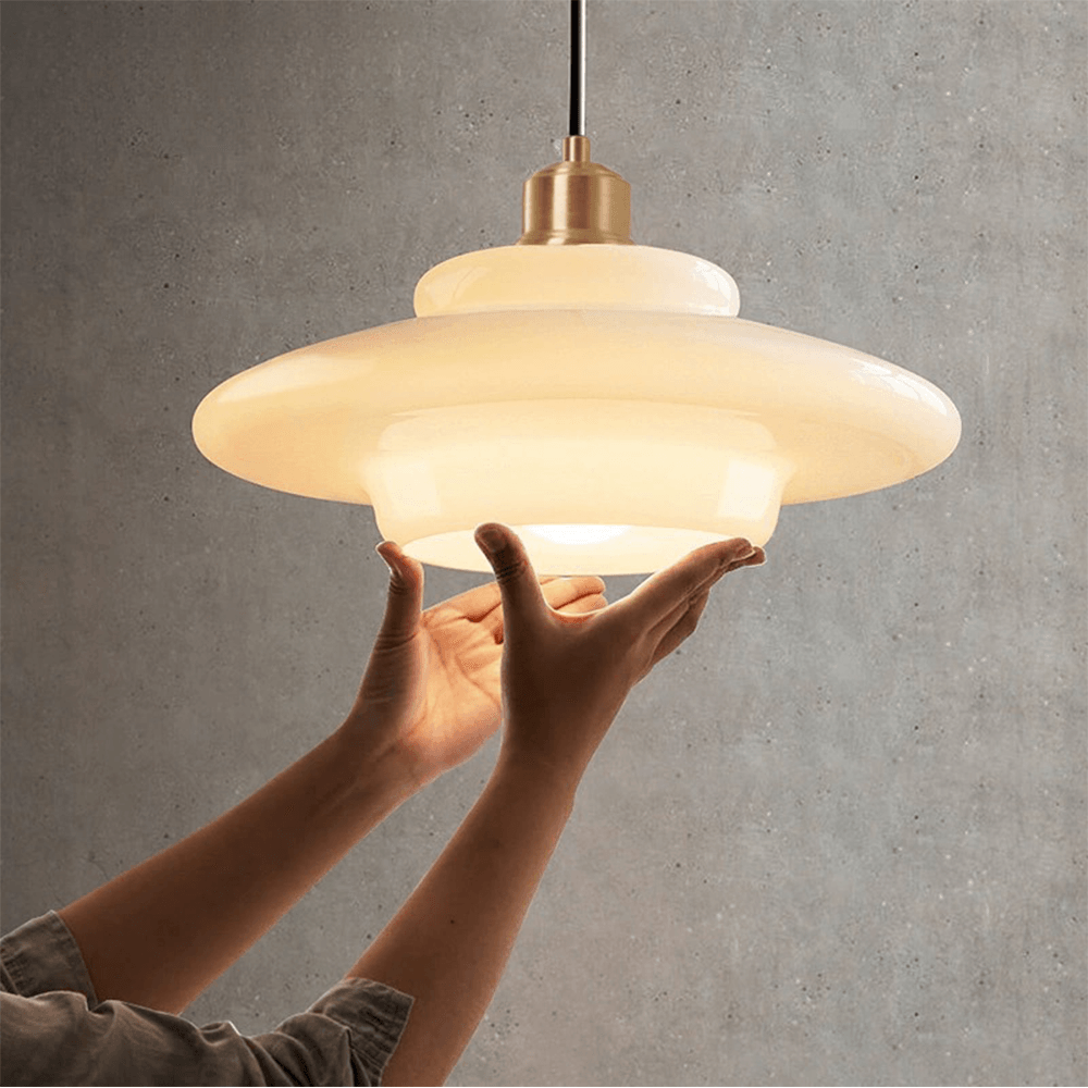 American White Glass Pendant Light for Bedroom