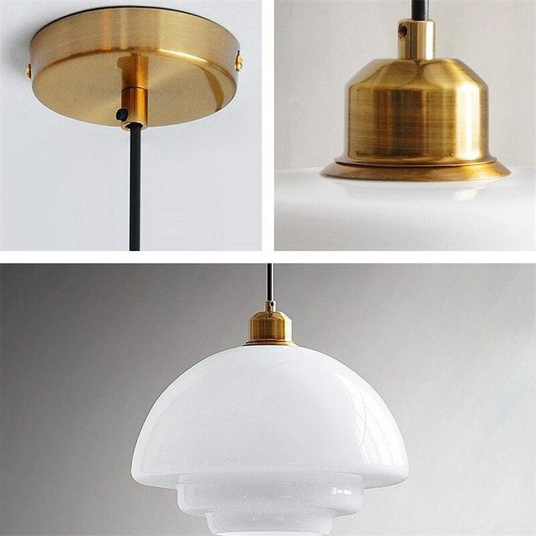 American White Glass Pendant Light for Bedroom