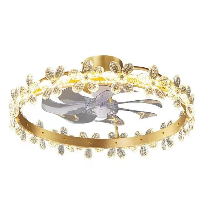 Gold Floral Ring Frame Ceiling Fan Light