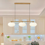 Three-Light White Glass LED Kitchen Pendant Light