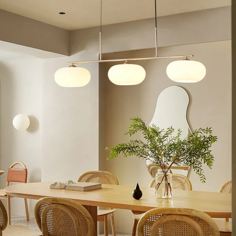 Three-Light White Glass LED Kitchen Pendant Light