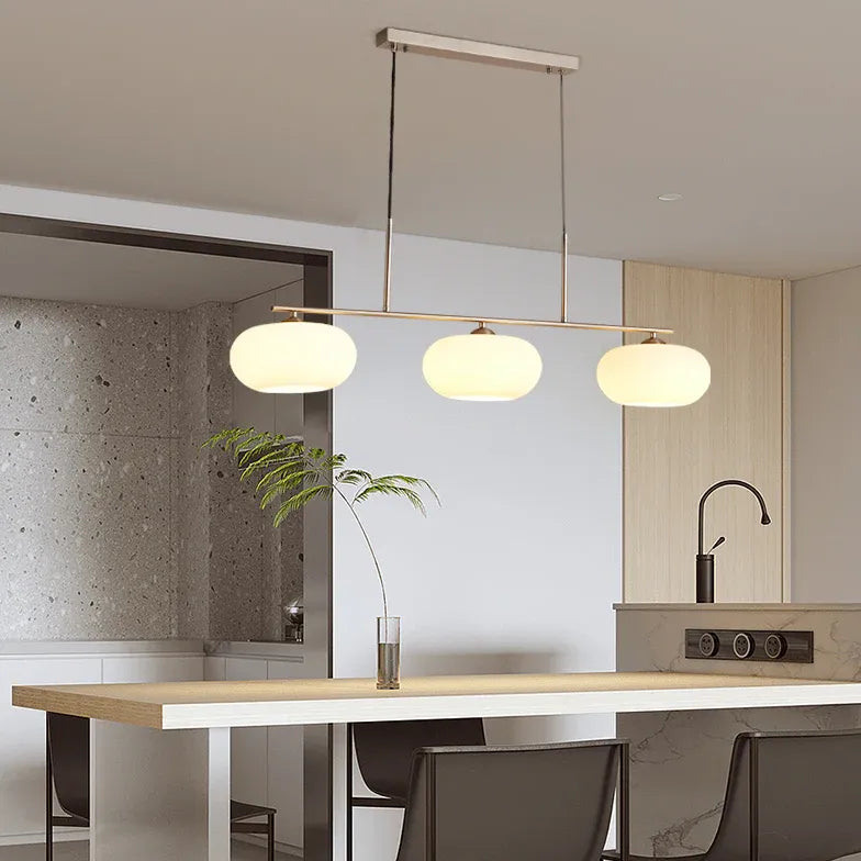 Three-Light White Glass LED Kitchen Pendant Light