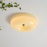 Light Yellow Circular Glass Flush Mount Ceiling Light