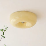 Light Yellow Circular Glass Flush Mount Ceiling Light