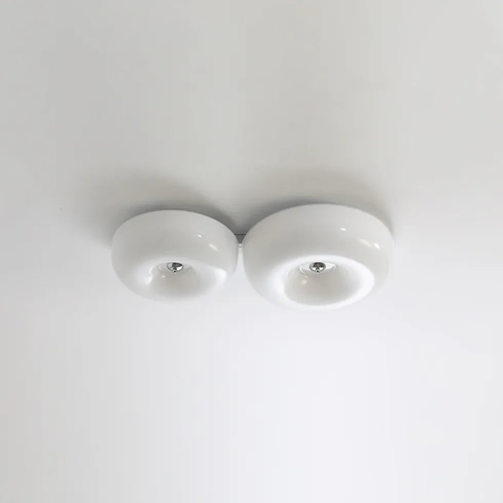 Light Yellow Circular Glass Flush Mount Ceiling Light