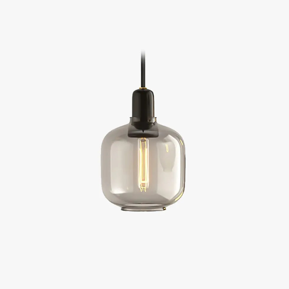 Smoke Grey Transparent Glass Cylindrical Pendant Light