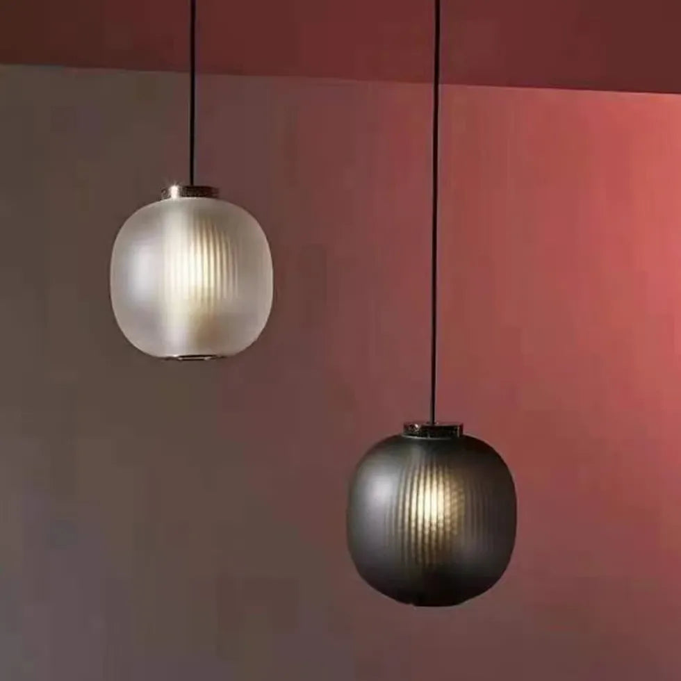 Smoky Gray Frosted Glass Kitchen Pendant Light