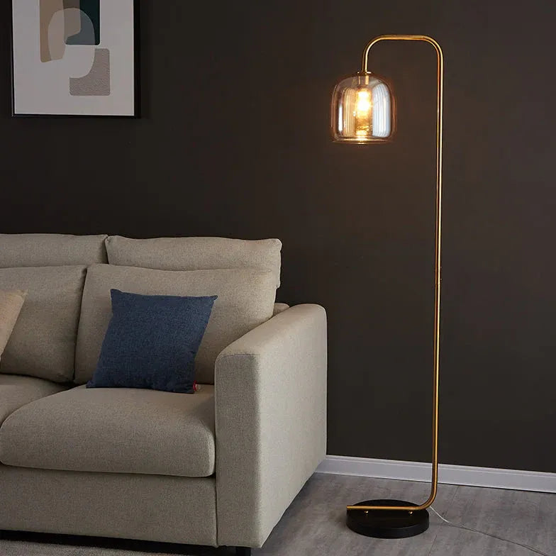 Metal Curved Glass Living Room Floor Lamp