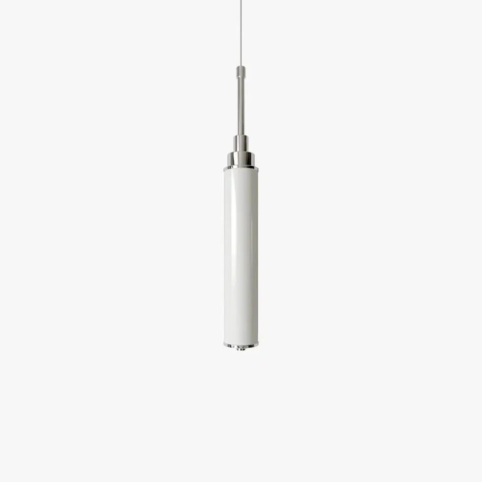 Slender Cylindrical Bedroom White Pendant Light