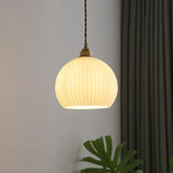 Spherical Glass Striped Minimalist Pendant Light