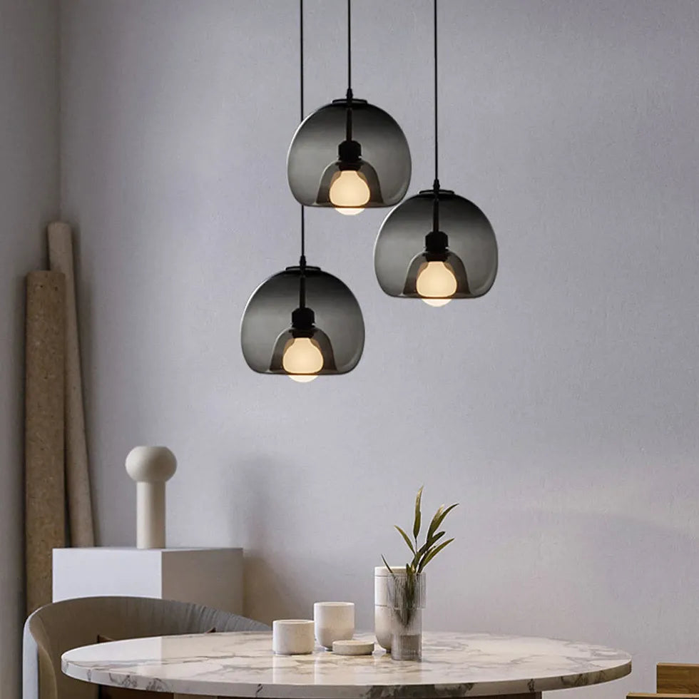 Brown Adjustable Glass Modern Pendant Light