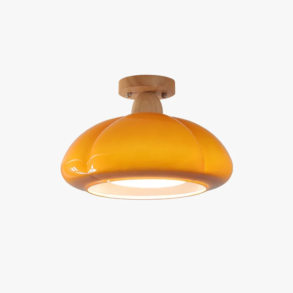 Bright Yellow Glass Modern Bedroom Ceiling Light