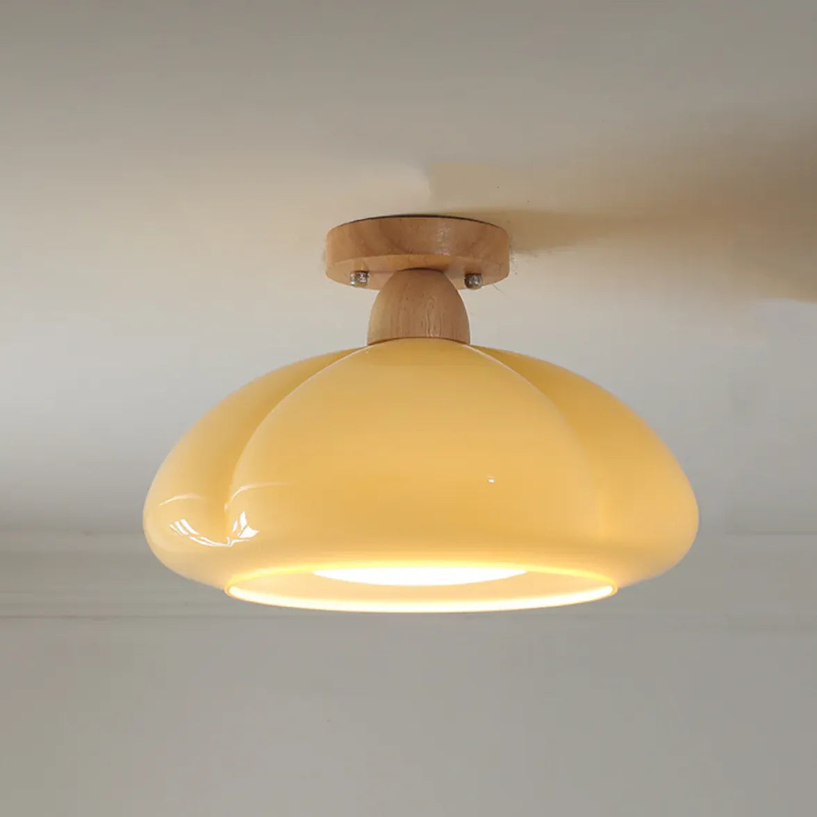 Bright Yellow Glass Modern Bedroom Ceiling Light