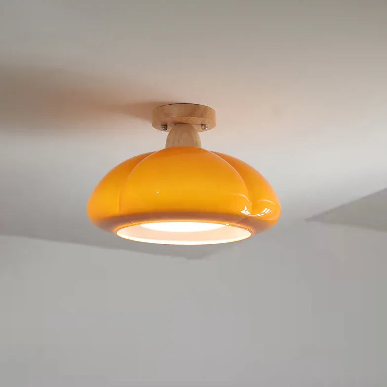 Bright Yellow Glass Modern Bedroom Ceiling Light