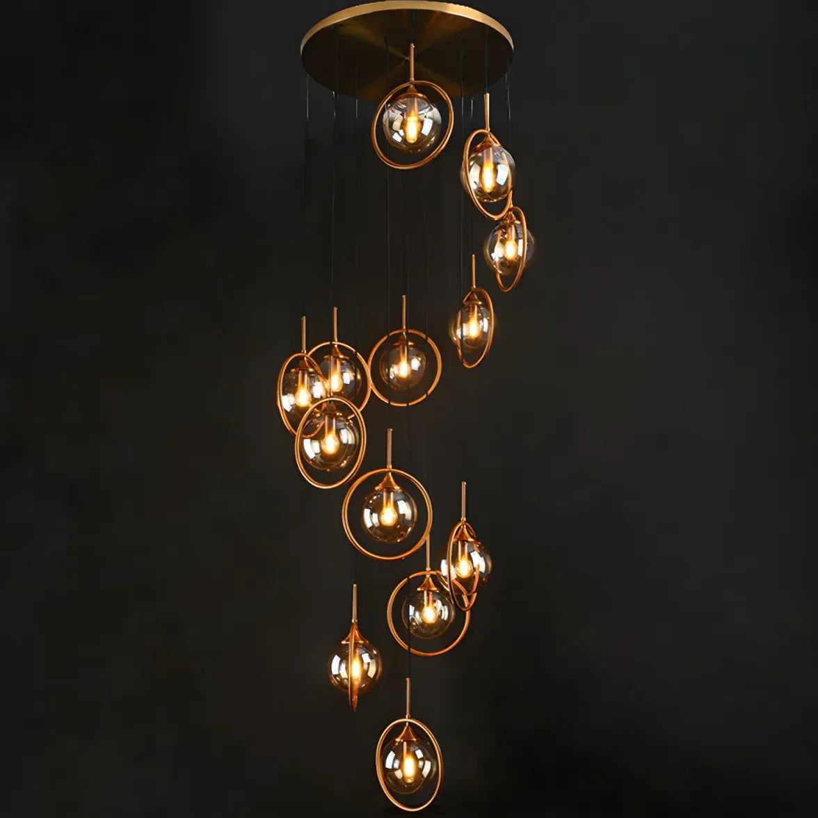 Multi-Sphere Metal Ring Modern Chandelier