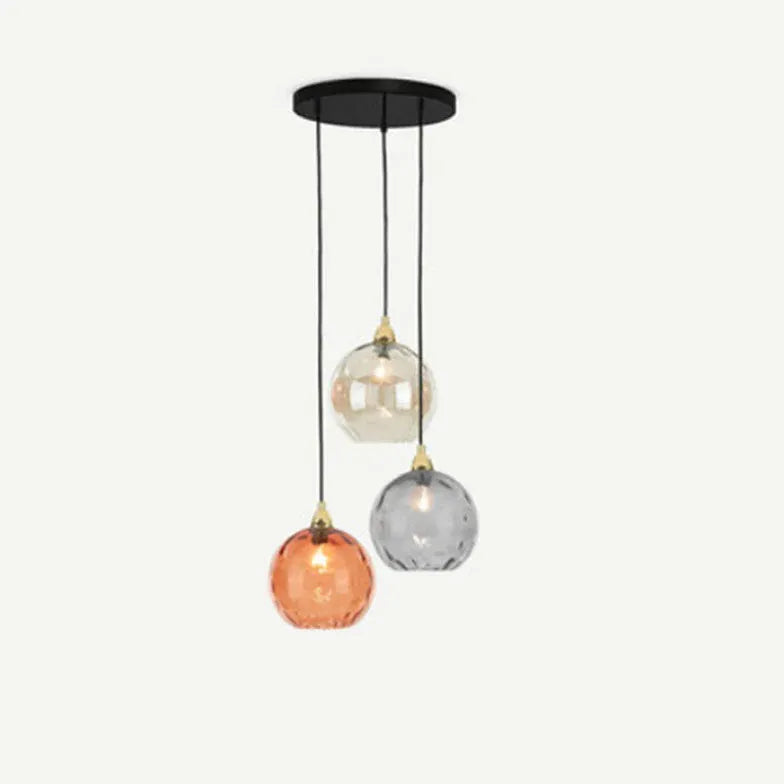 Three-Light Colored Glass Dining Pendant Light