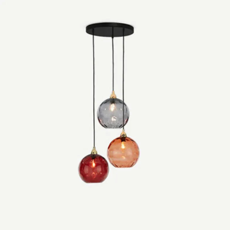 Three-Light Colored Glass Dining Pendant Light