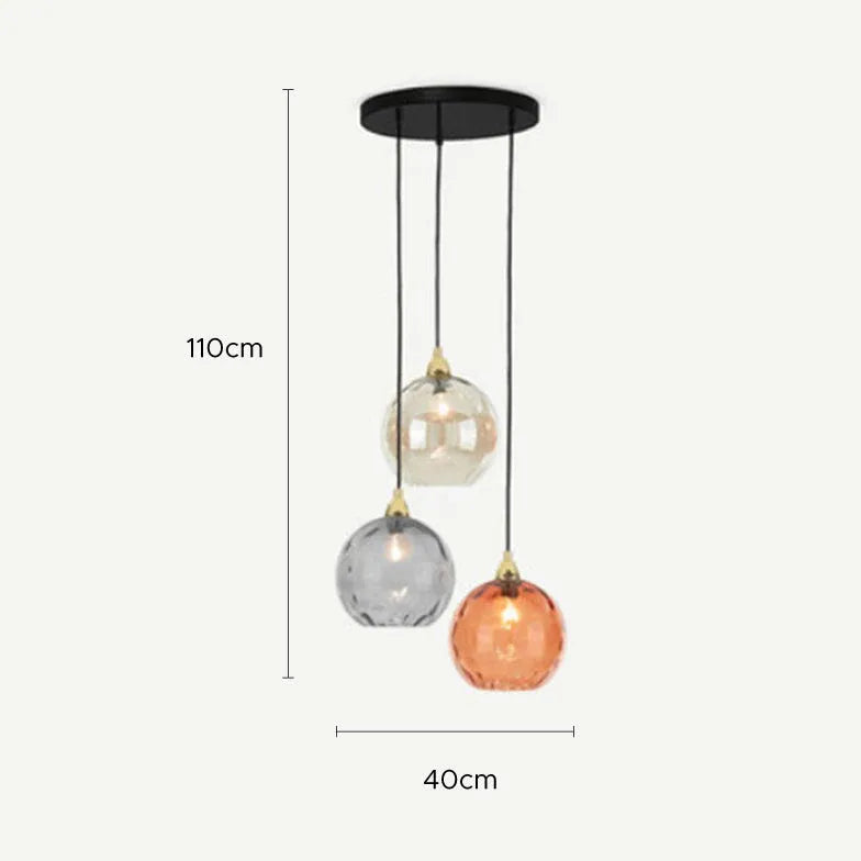 Three-Light Colored Glass Dining Pendant Light