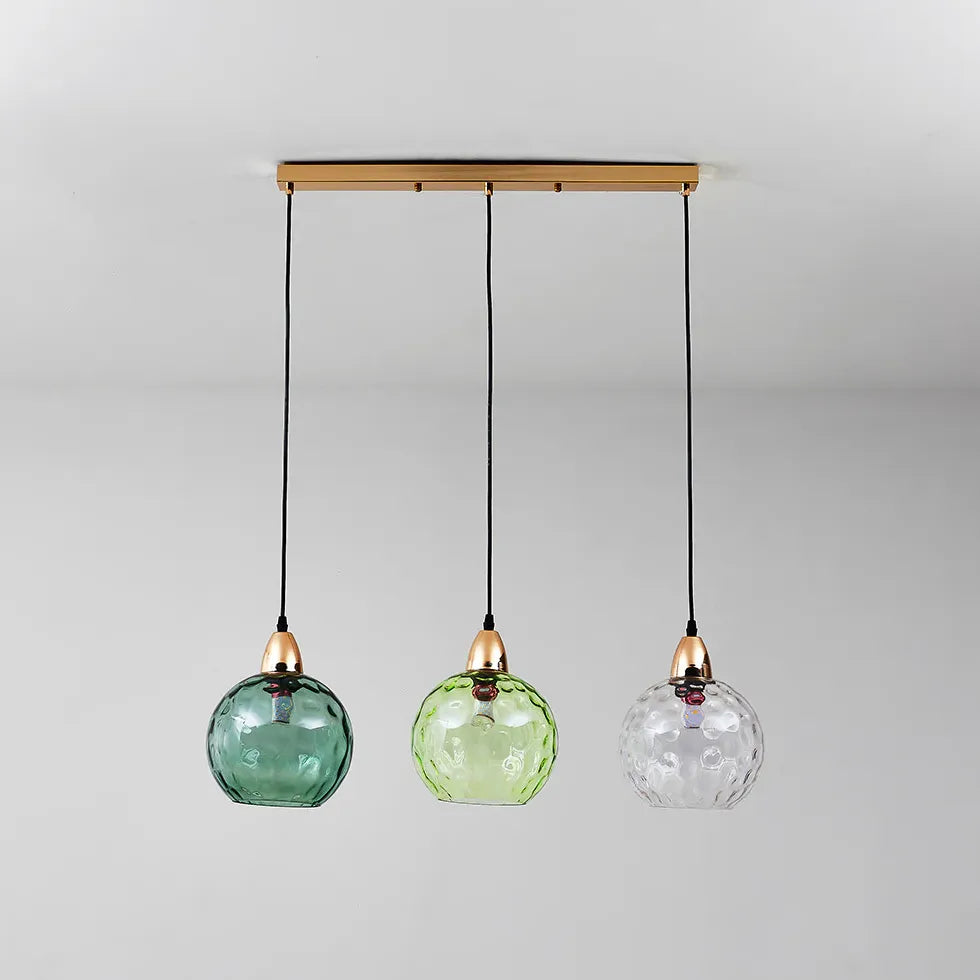 Three-Light Colored Glass Dining Pendant Light