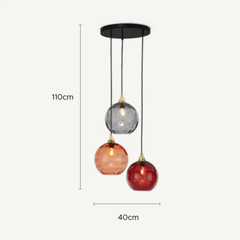 Three-Light Colored Glass Dining Pendant Light