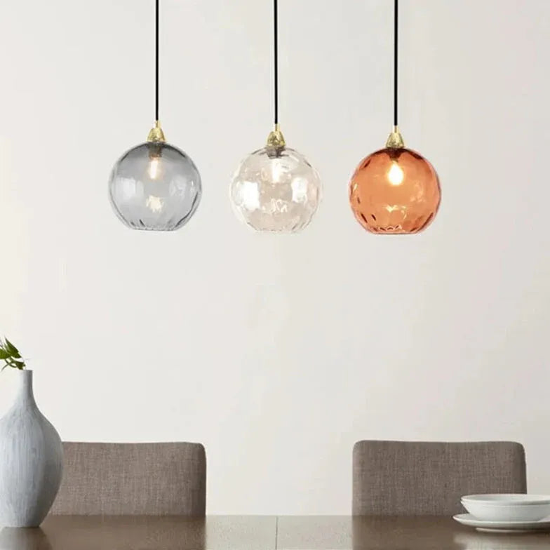 Three-Light Colored Glass Dining Pendant Light