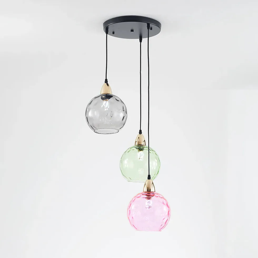 Three-Light Colored Glass Dining Pendant Light