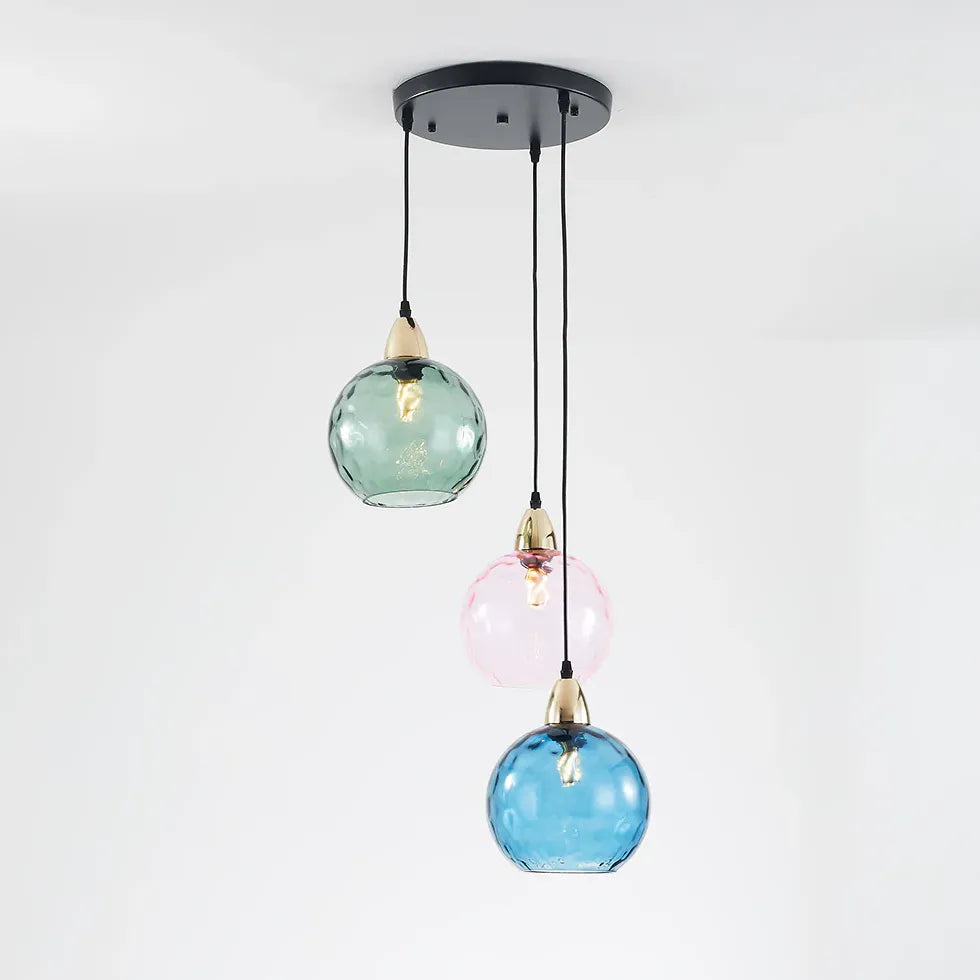 Three-Light Colored Glass Dining Pendant Light