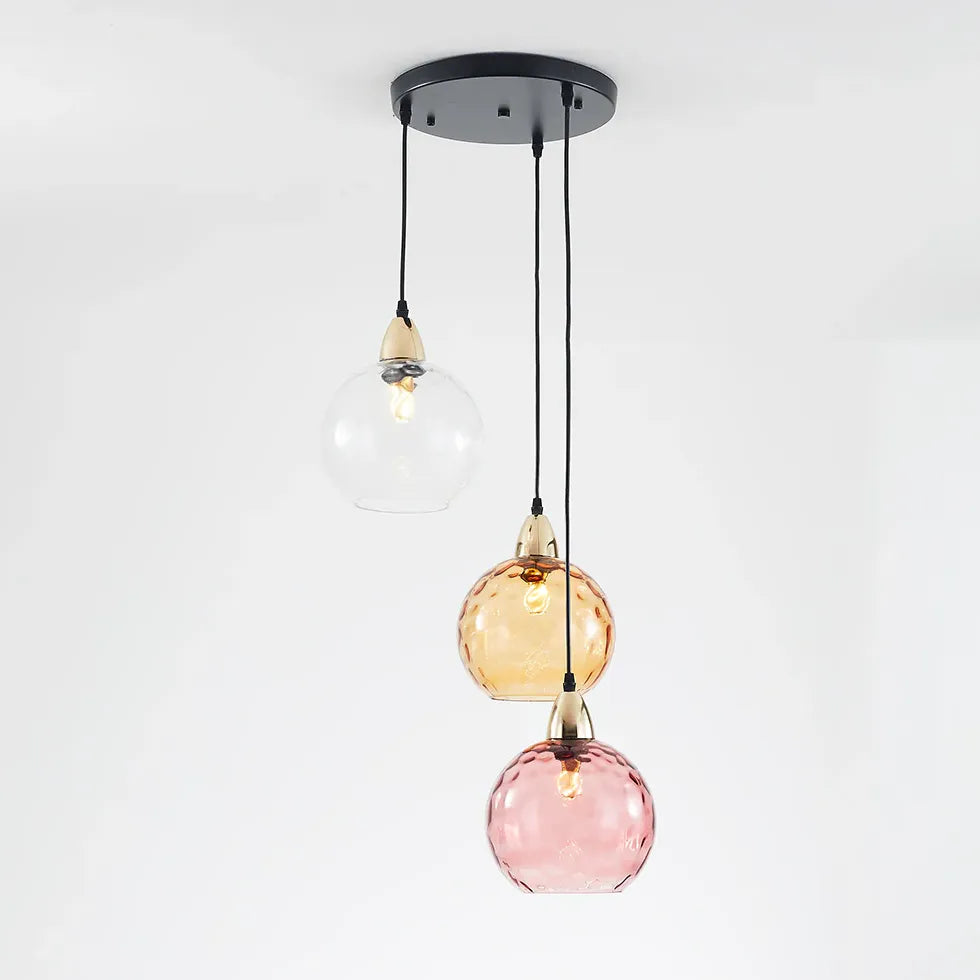 Three-Light Colored Glass Dining Pendant Light