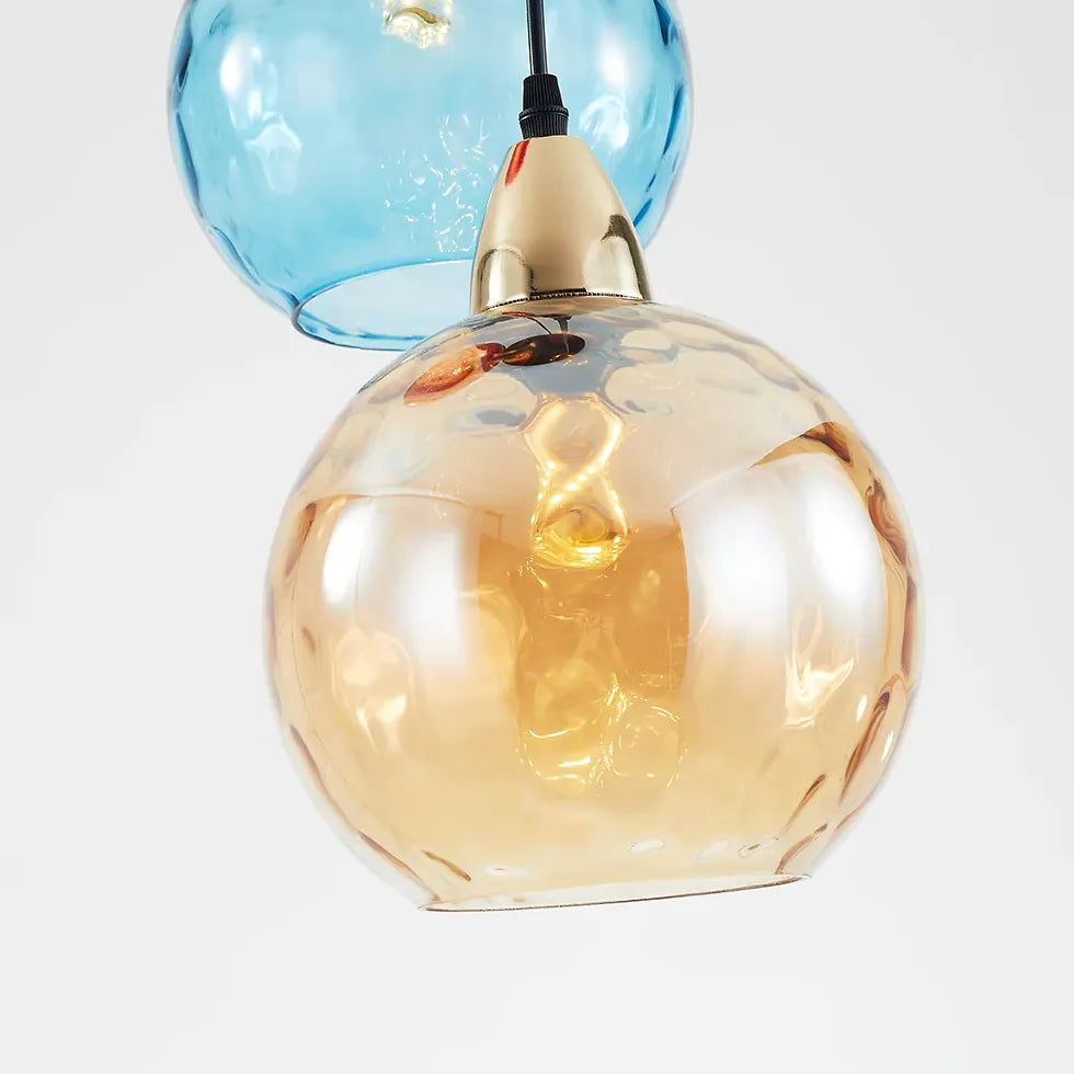 Three-Light Colored Glass Dining Pendant Light