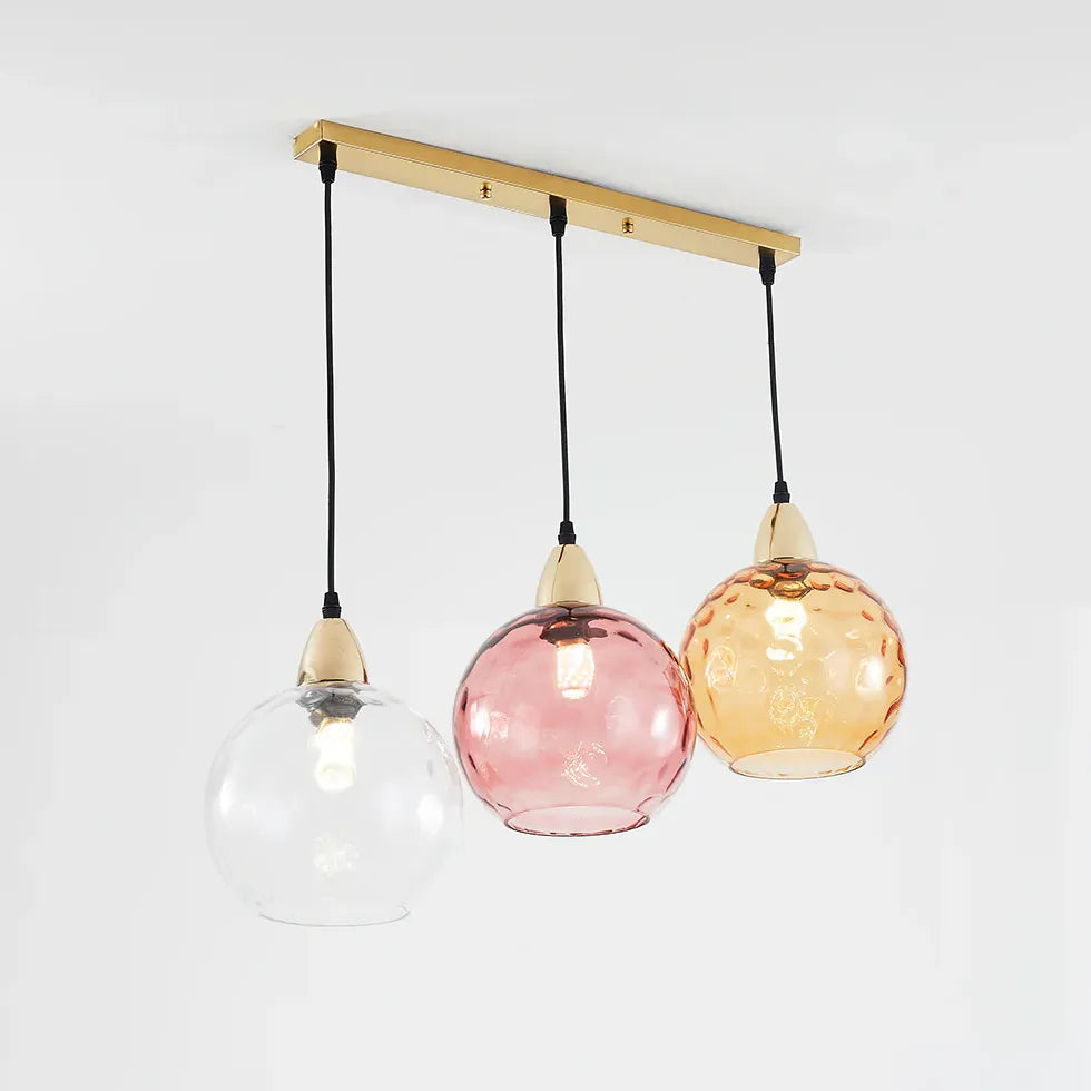 Three-Light Colored Glass Dining Pendant Light