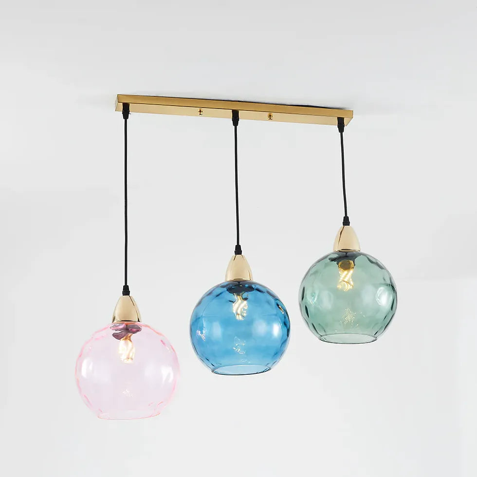 Three-Light Colored Glass Dining Pendant Light