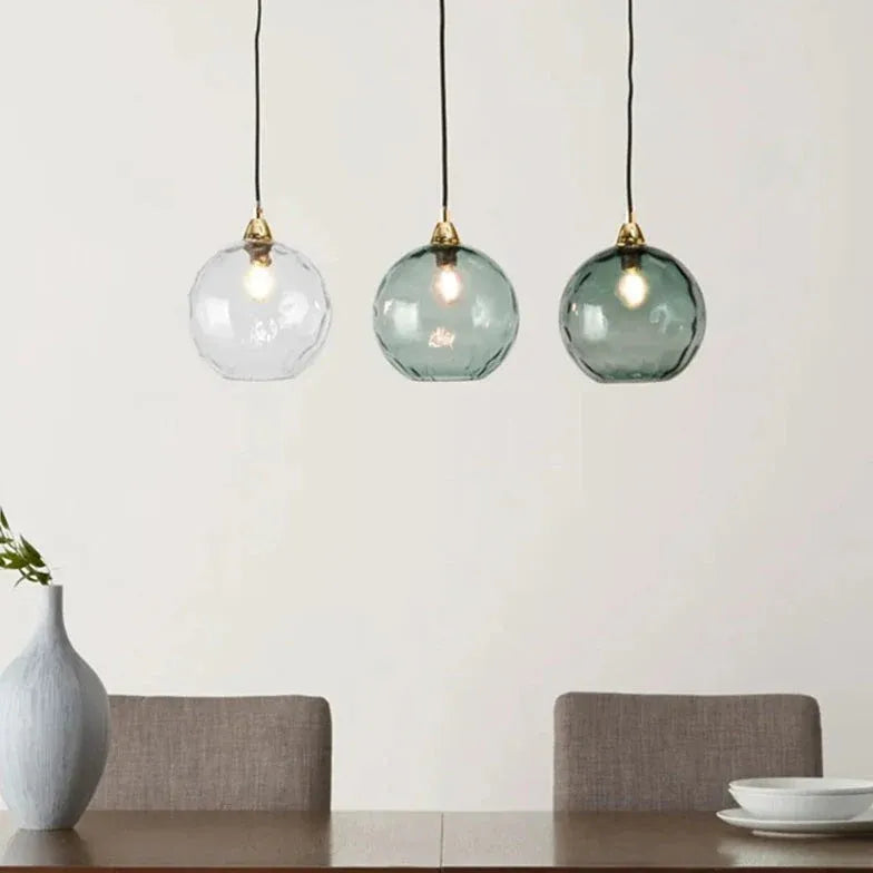 Three-Light Colored Glass Dining Pendant Light