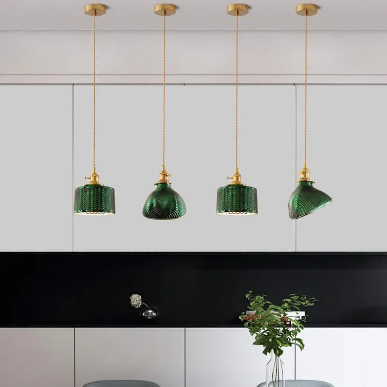 Green kitchen vintage pendant light