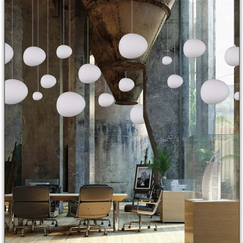 Irregular Spherical White Glass Pendant Light