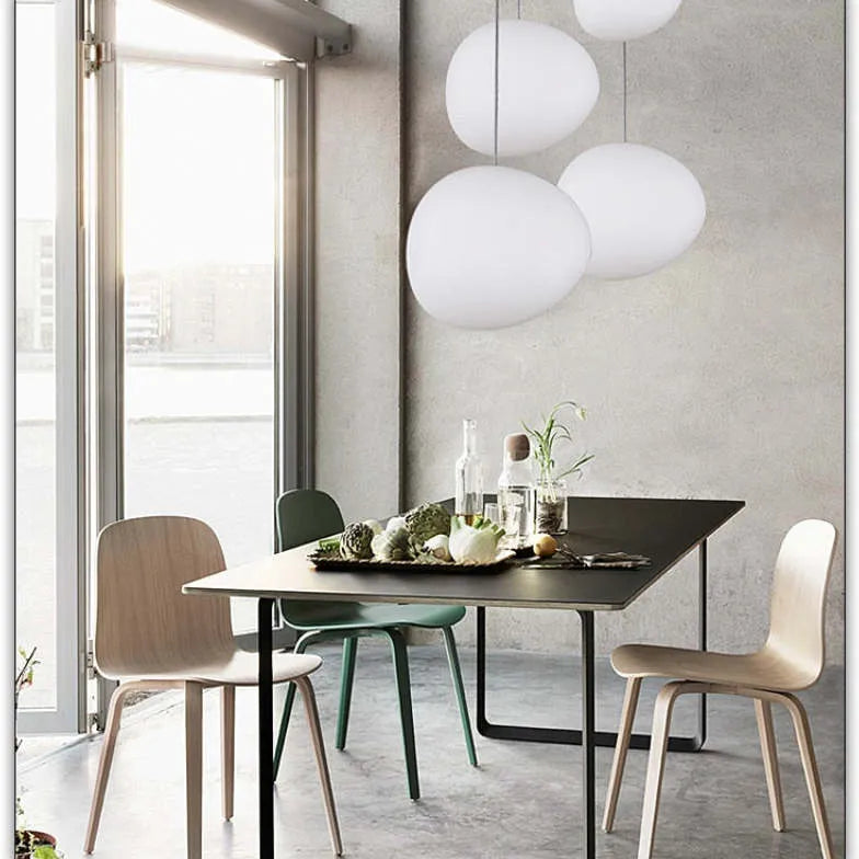 Irregular Spherical White Glass Pendant Light